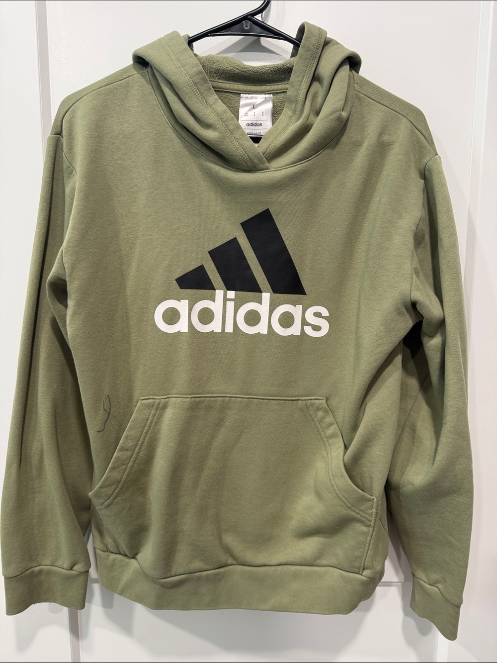 adidas Olive Green Hoodie with Black Logo